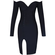 Black Long Sleeve Off Shoulder Bodycon Dress
