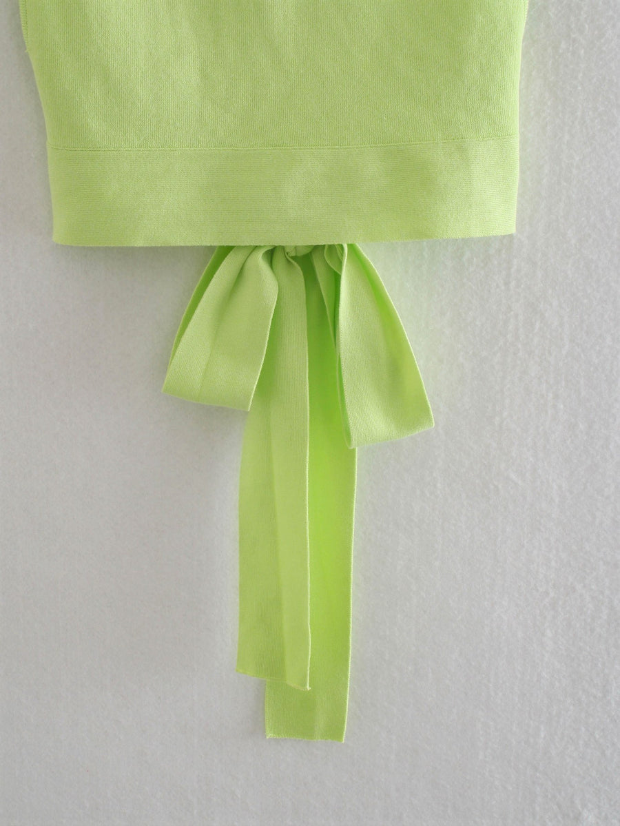 Sleeveless Bow Tie Backless Casual Tops