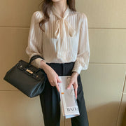 Striped long sleeved shirt with high quality bows