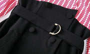 Vintage high quality belted striped long sleeve elegant dress