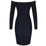Black Long Sleeve Off Shoulder Bodycon Dress