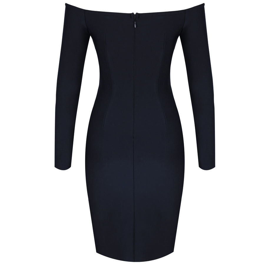Black Long Sleeve Off Shoulder Bodycon Dress