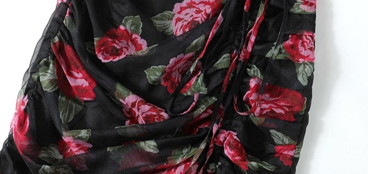 High Quality Vintage Designer V Neck Elegant Floral Dress