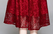 High Quality Red and Black Vintage Designer Elegant Lace Dress