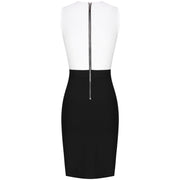 sleeveless bodycon dress with mesh insert in various colors