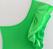 Sexy Pleated Ruffle One Shoulder Asymmetrical Bodycon Jumpsuits