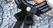 High Quality Vintage Bowknot Sleeves Lace Dress