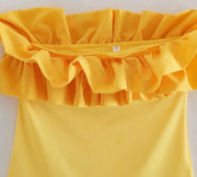 Ruffles Pleated Off Shoulder Bodycon Jumpsuits