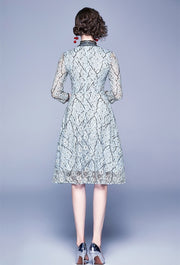 High Quality Vintage Bowknot Sleeves Lace Dress