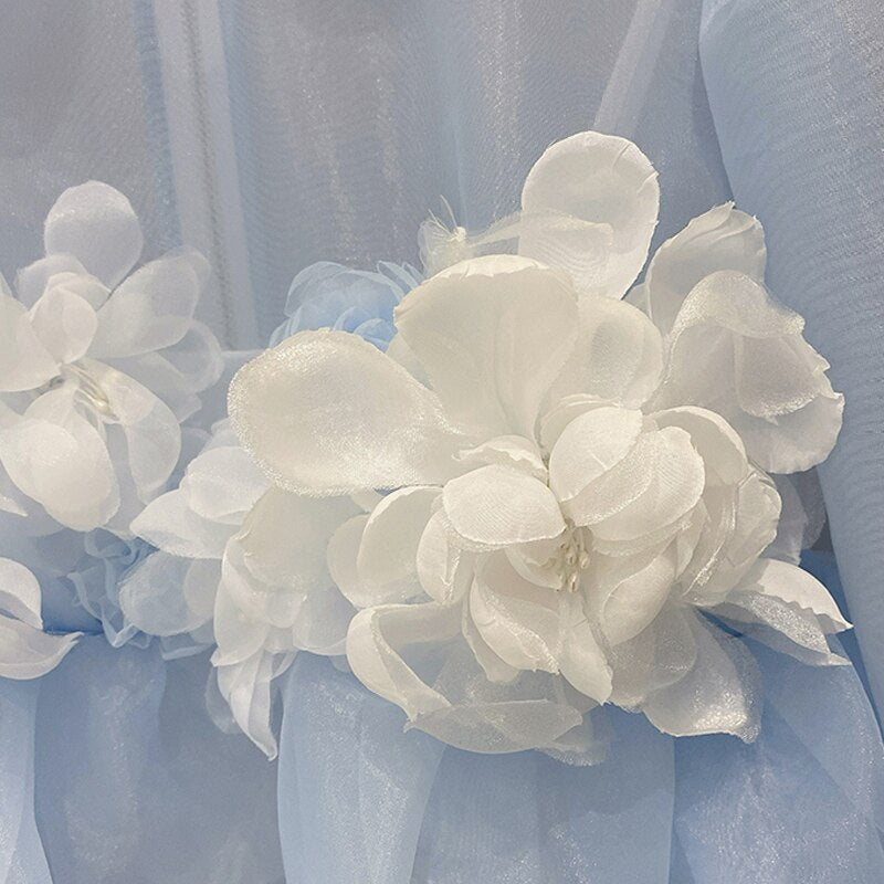 Flower Ruffle Slim Waist Short Puff Sleeve Shirt