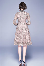 High Quality Vintage Bowknot Sleeves Lace Dress