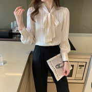 Striped long sleeved shirt with high quality bows