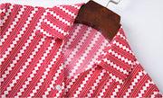 Vintage high quality belted striped long sleeve elegant dress