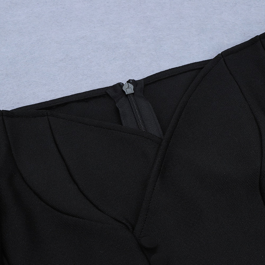 Black Long Sleeve Off Shoulder Bodycon Dress