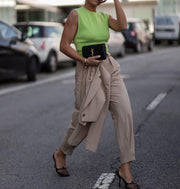 Sleeveless Bow Tie Backless Casual Tops