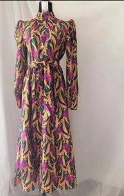 High Quality Floral Long Sleeves Elegant Long Dress