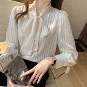 Striped long sleeved shirt with high quality bows