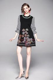 Elegant long sleeve shirt dress with high quality embroidery