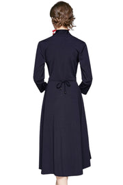 High quality vintage style three quarter sleeve flower embroidery elegant dress