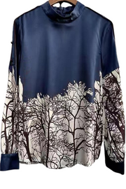 High Quality Stand Collar Long Sleeve Silk Shirt