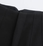 High Waist Slim Fit Zip Up Pleated Plain Bermuda Shorts