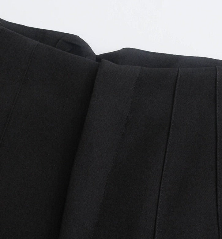 High Waist Slim Fit Zip Up Pleated Plain Bermuda Shorts