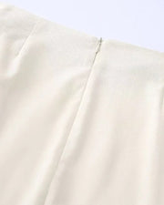 Casual Linen Skirt with Side Pleats and Irregular Hem