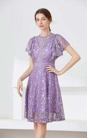 High quality multi color vintage designer flared elegant lace dress