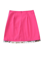 Casual Linen Skirt with Side Pleats and Irregular Hem