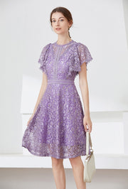 High quality multi color vintage designer flared elegant lace dress