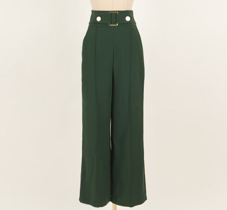 High Quality 2 Pieces Suits Elegant Long Sleeve Shirts + High Waist Pants