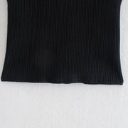 Casual black blouse with crossed straps