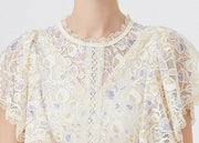 High quality multi color vintage designer flared elegant lace dress