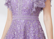 High quality multi color vintage designer flared elegant lace dress