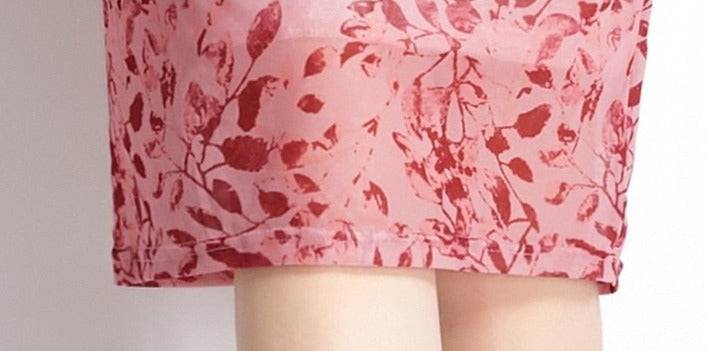 High Quality Vintage Designer V Neck Elegant Pink Sheath Dress