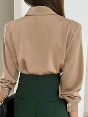 High Quality 2 Pieces Suits Elegant Long Sleeve Shirts + High Waist Pants