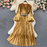 High Quality Various Colors Sexy Elegant Lantern Sleeve Long Dresses