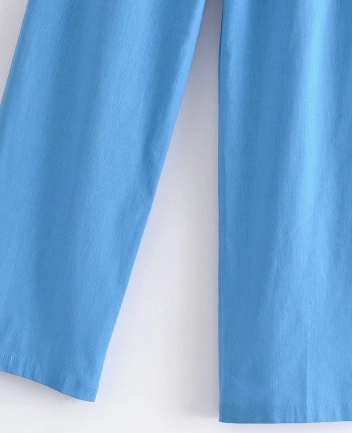 Candy Color Front Pleats Zipper High Waist Straight Pants