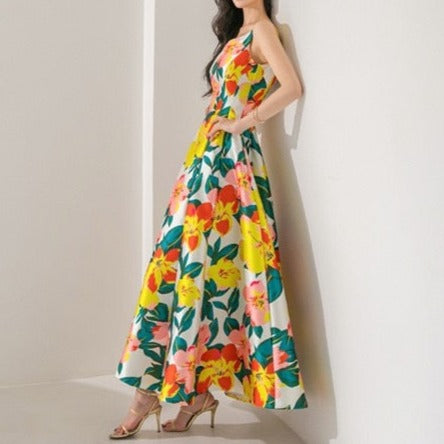 Casual V Neck Print Elegant Cocktail Dress