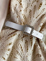 High Quality Lace Round Neck Lantern Sleeve Hook Flower Vintage Dress