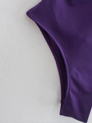 Casual Bodycon Knit Hollow Out Asymmetrical Knotted Bodysuit