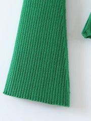 2 Colors Cross Halter Neck Long Sleeve Slim Fit Knitted Sweater