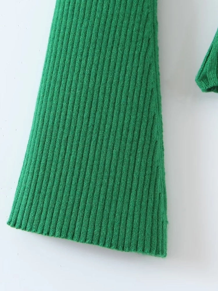 2 Colors Cross Halter Neck Long Sleeve Slim Fit Knitted Sweater