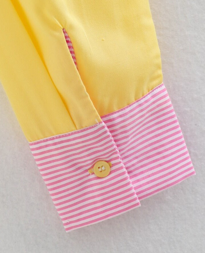 Short Striped Print Blouses with Pocket