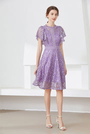 High quality multi color vintage designer flared elegant lace dress