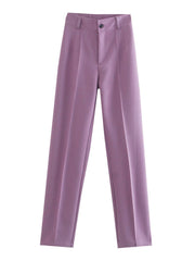Pants With Darts  Wear Straight Pants Vintage High Waist Zipper Fly Female Trousers
