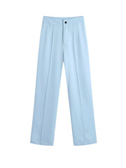 Pants With Darts  Wear Straight Pants Vintage High Waist Zipper Fly Female Trousers