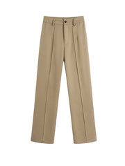 Pants With Darts  Wear Straight Pants Vintage High Waist Zipper Fly Female Trousers