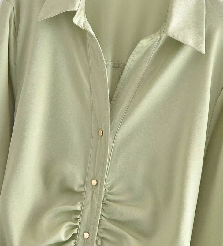 vintage long sleeve midi collar dress