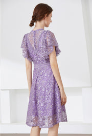 High quality multi color vintage designer flared elegant lace dress